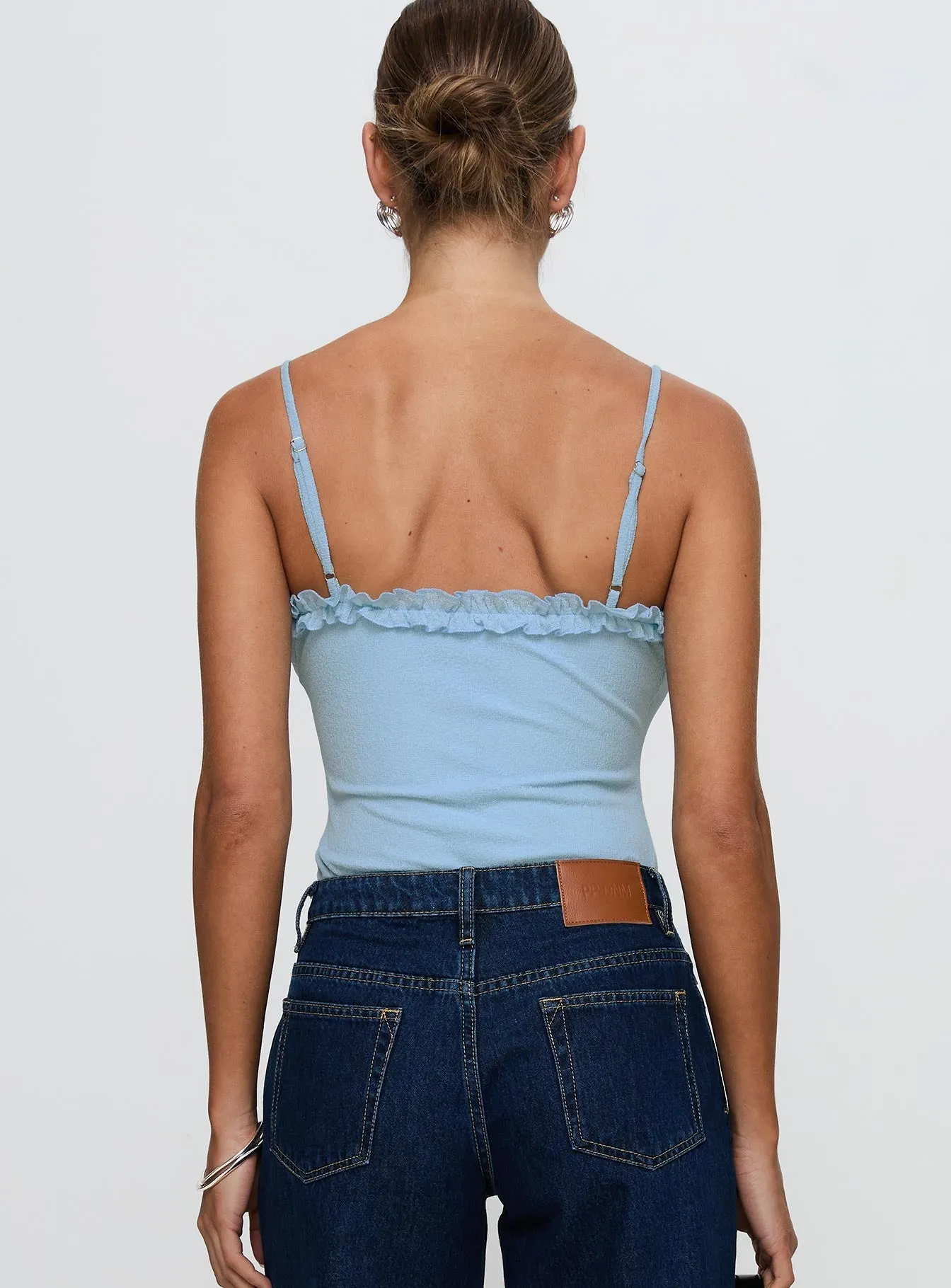 Rhyde Plunging Frill Bodysuit Blue Training Sporty