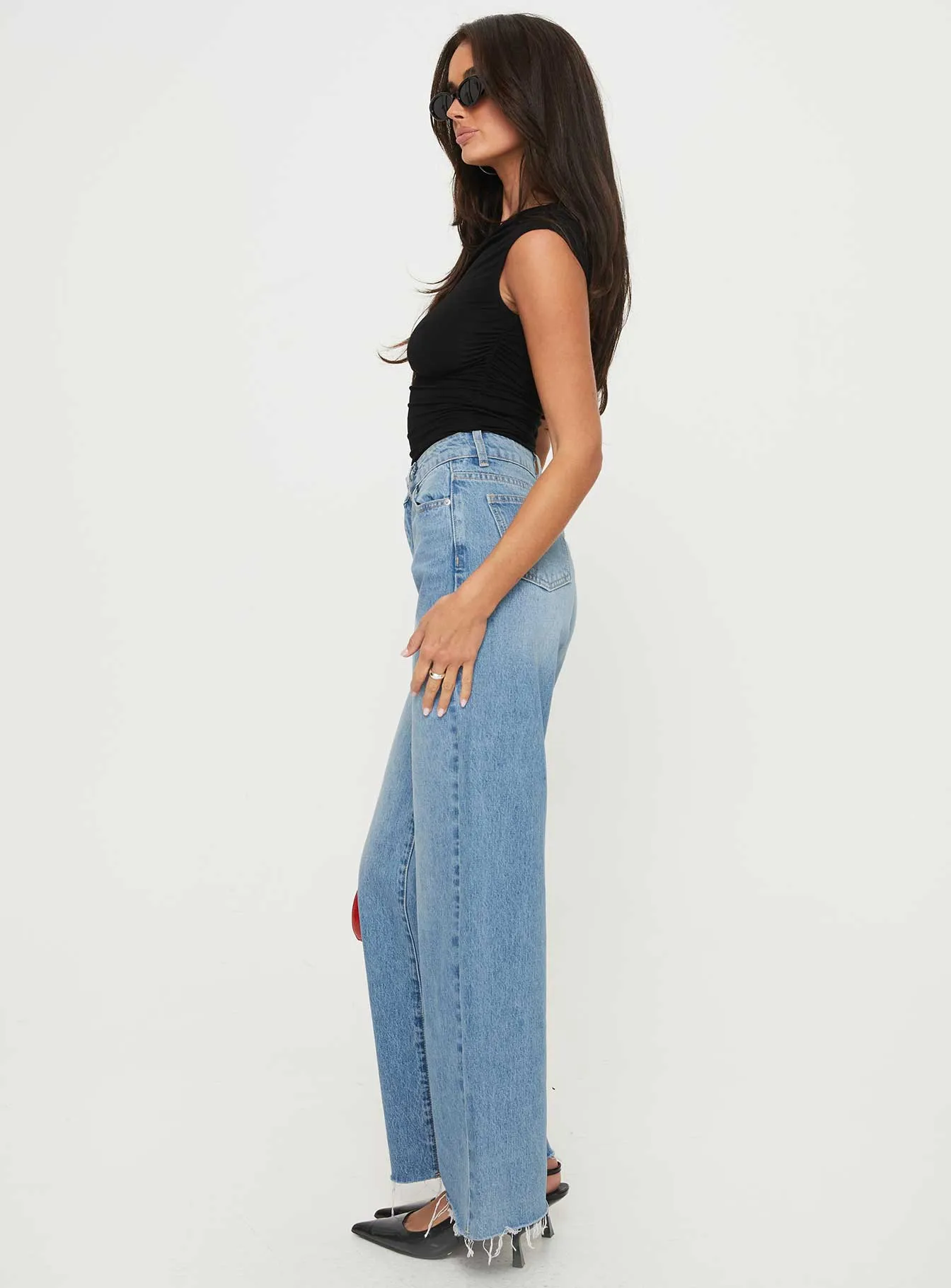 Vintage Wash Henesey High Rise Straight Leg Jeans Mid Wash Tall