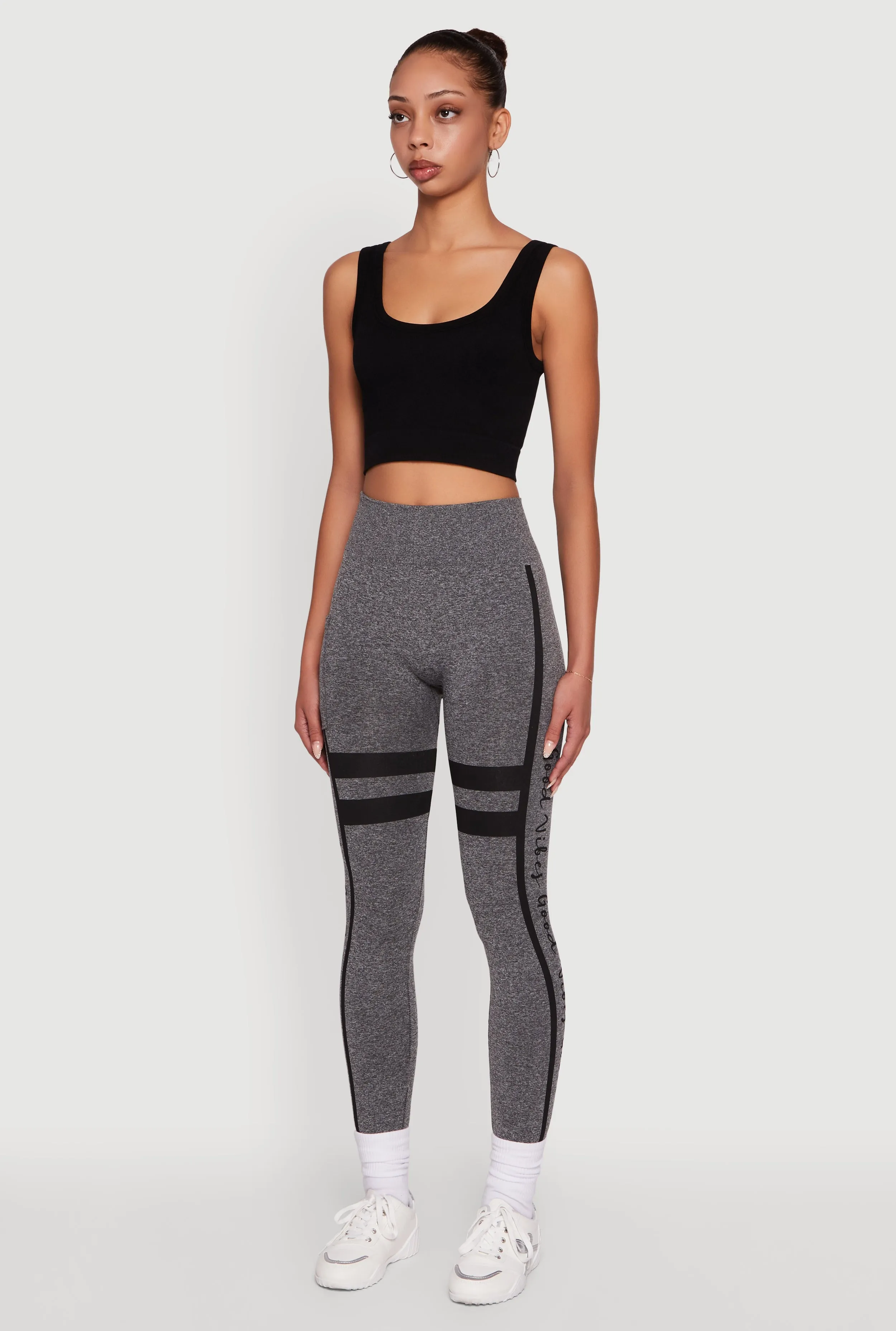 Comfort Seeker Soft Touch Beginner Level Holiday Outfit Stripe Detail Graphic Push Up Cell Phone Pocket Leggings