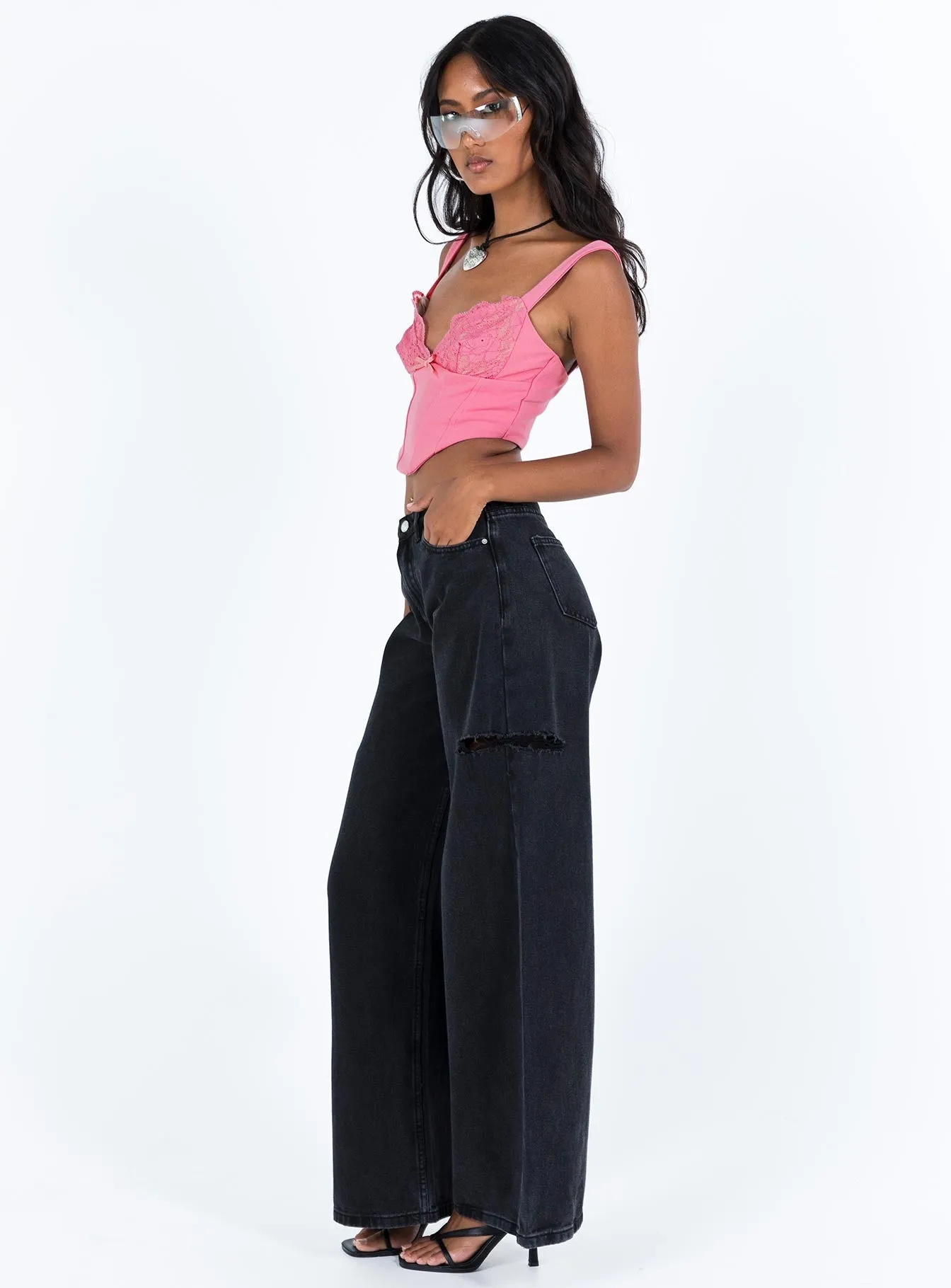 Hauge Wide Leg Jeans Washed Black Anti Fade Technology Streetwear Fan Family Style