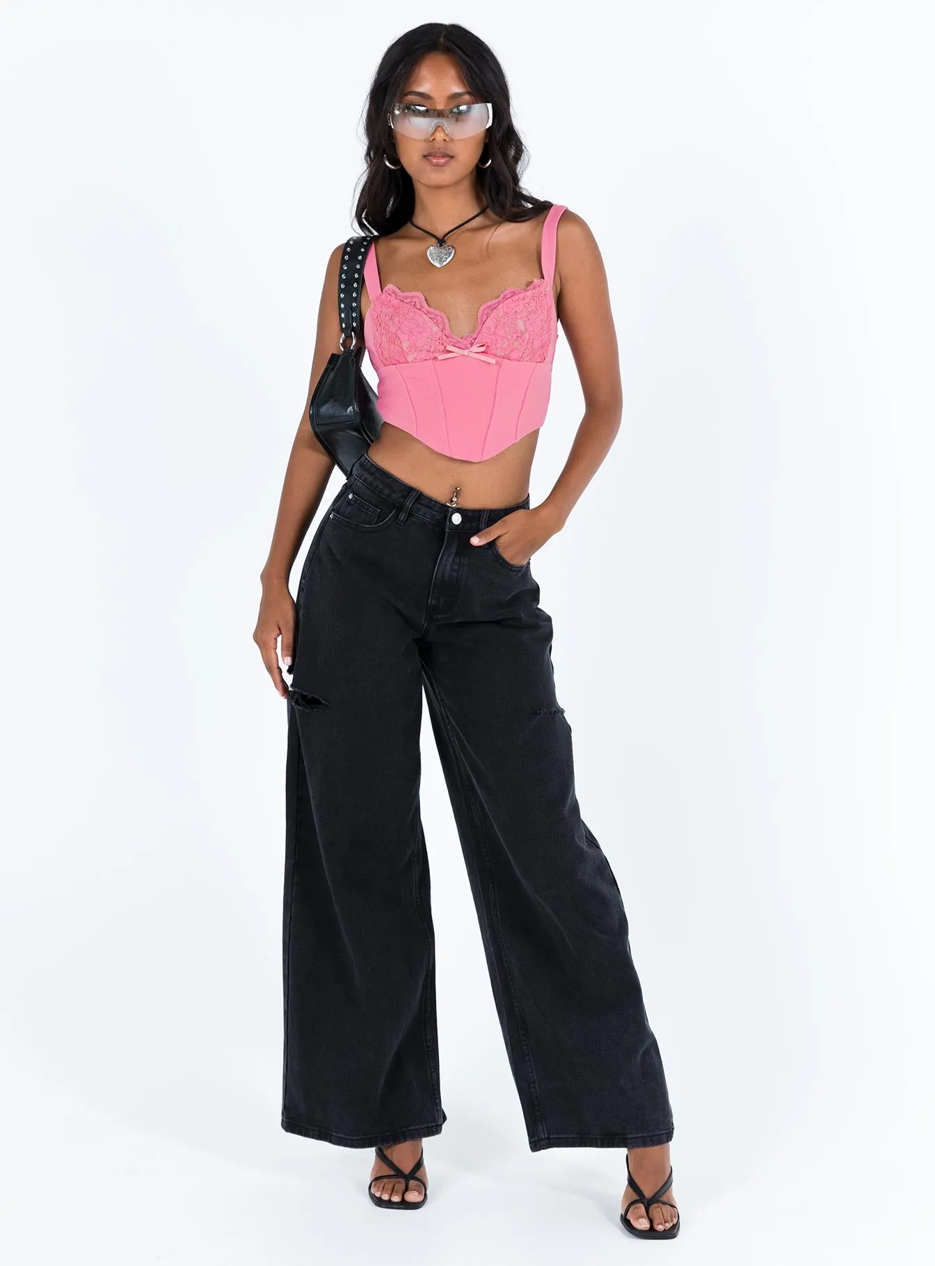 No Iron Wear Hauge Wide Leg Jeans Washed Black