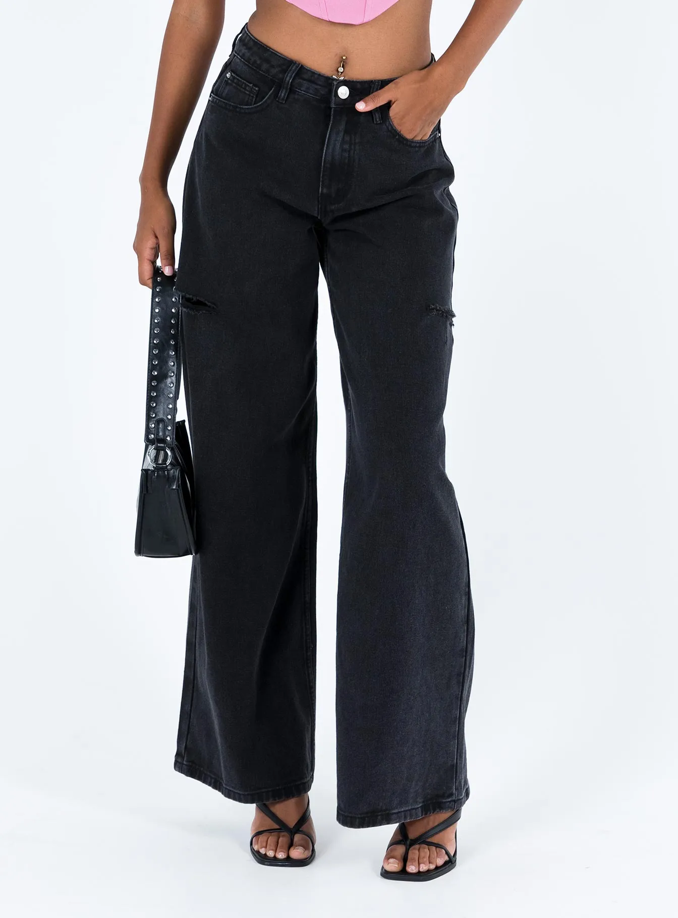 Daily Style Casual Days Hauge Wide Leg Jeans Washed Black