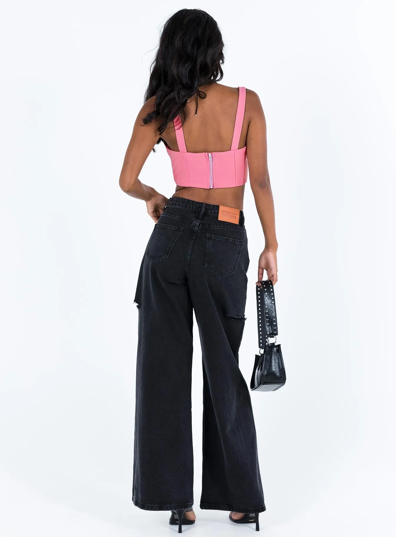 Hauge Wide Leg Jeans Washed Black Everyday Loose Smooth Form