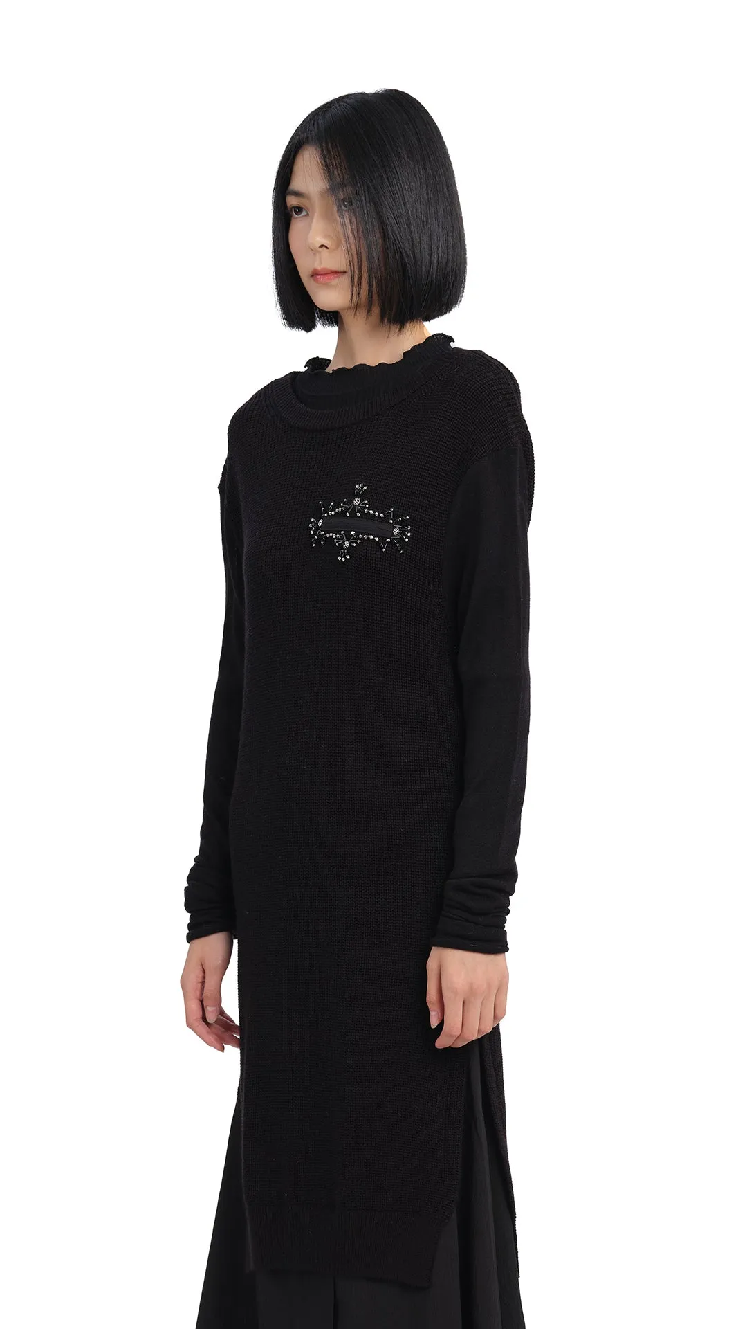 Knitted With Beading Dress Cozy Vibe Game Day