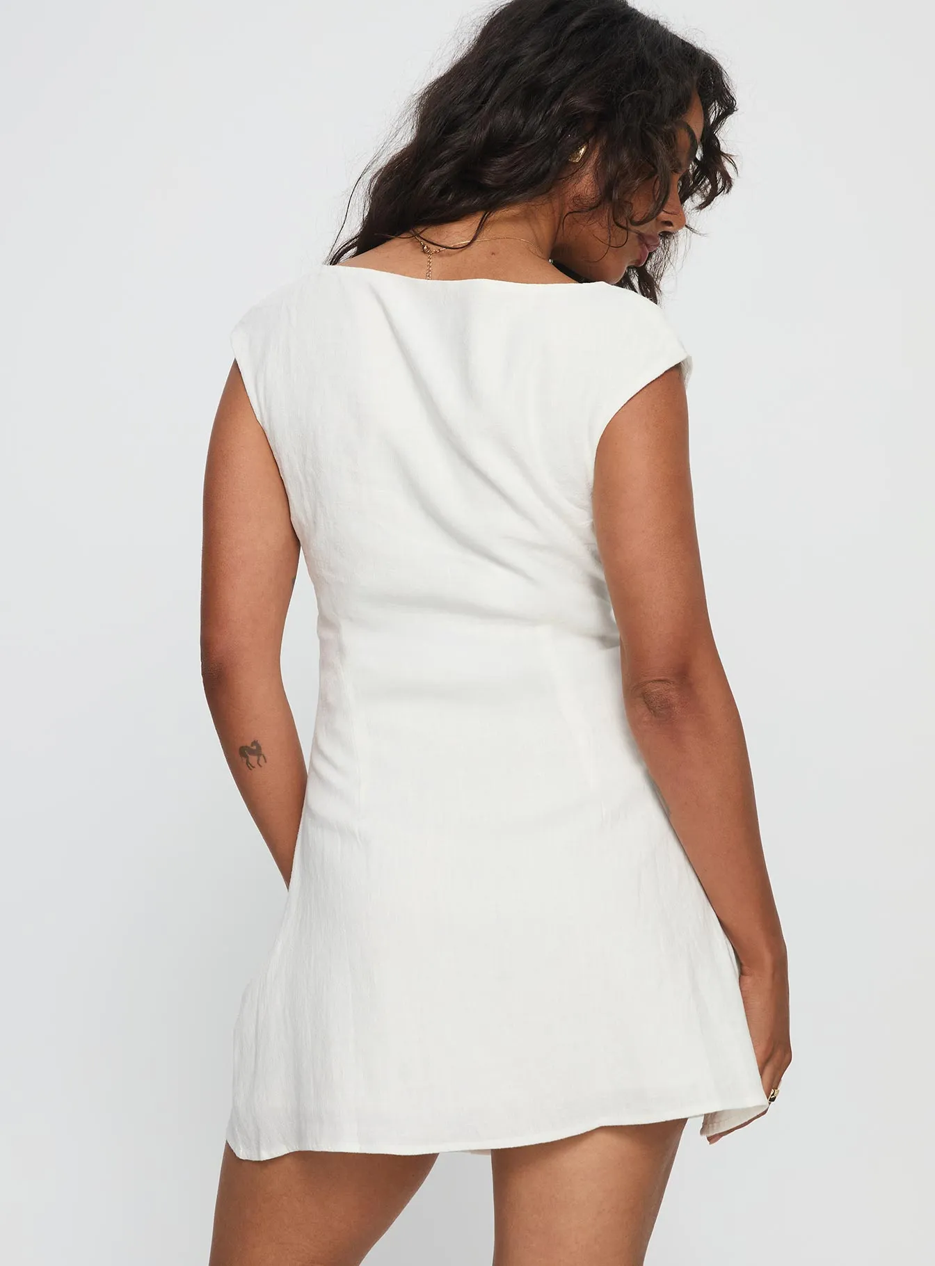 Party Light Lover Like Me Linen Mini Dress White