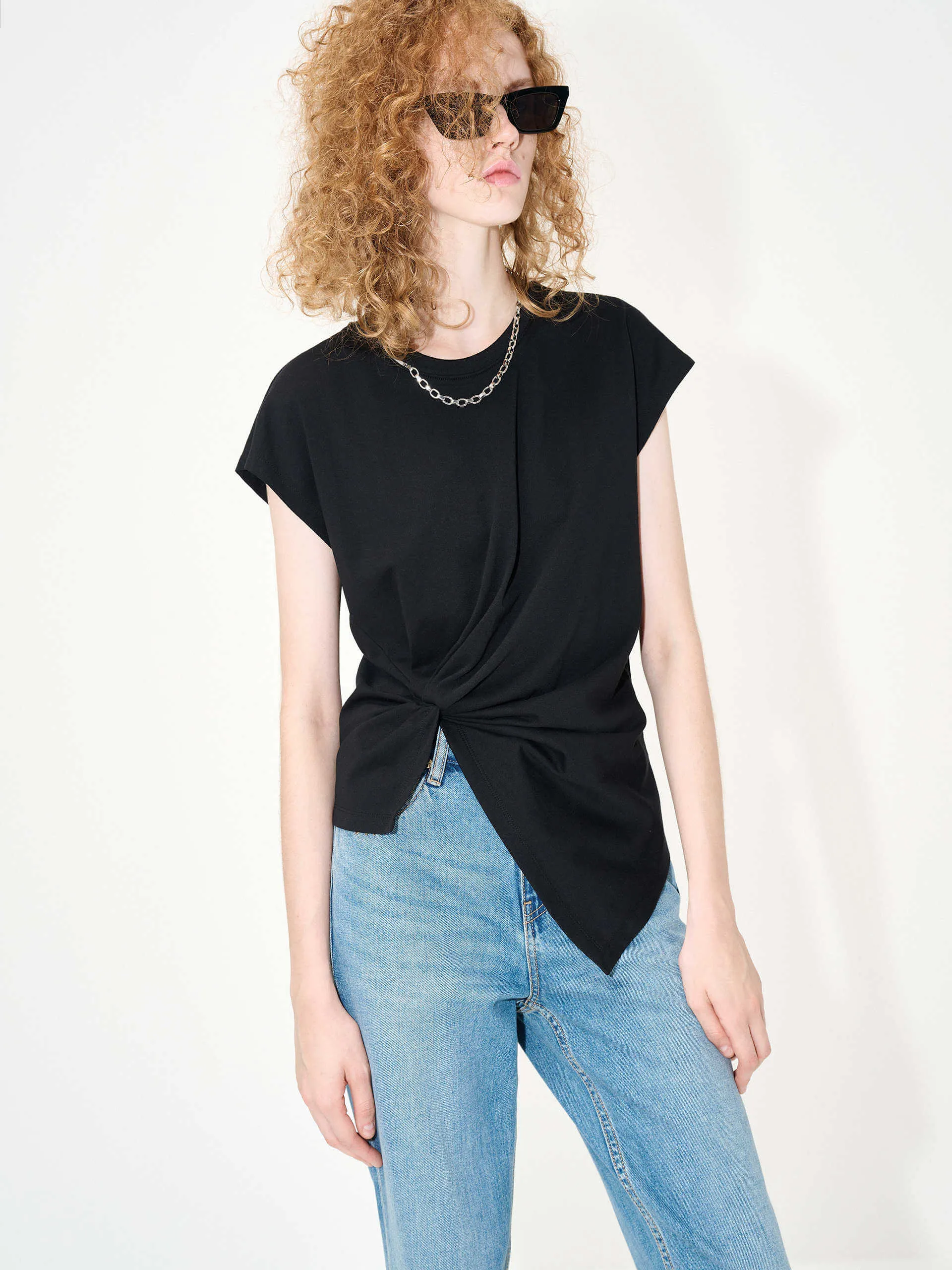 Irregular Twist Cotton T-shirt Comfy Apparel hypoallergenic