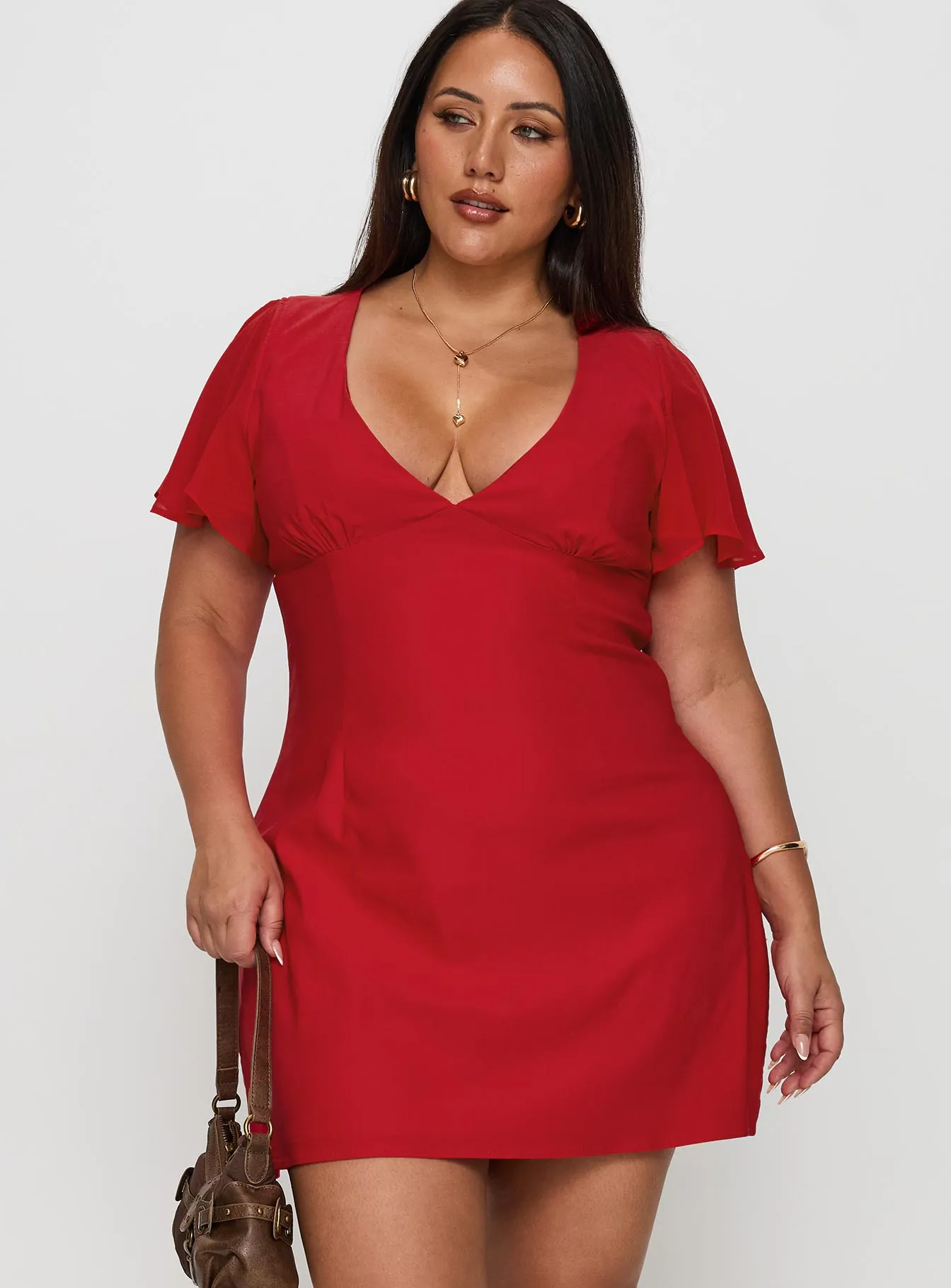 Chic Spirit Comfort Look Florie Corset Mini Dress Red Curve