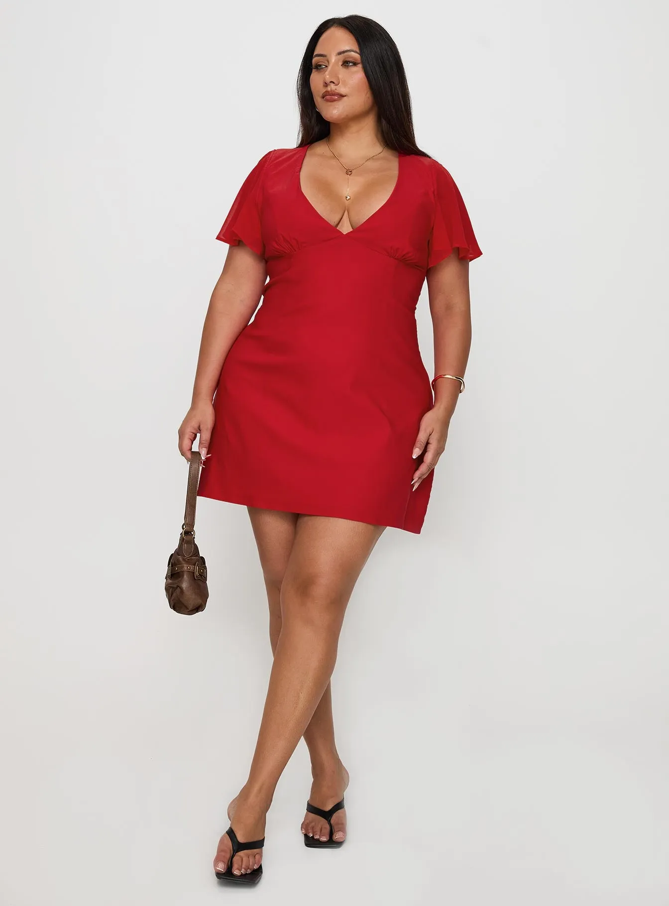 Boho Vibes Florie Corset Mini Dress Red Curve