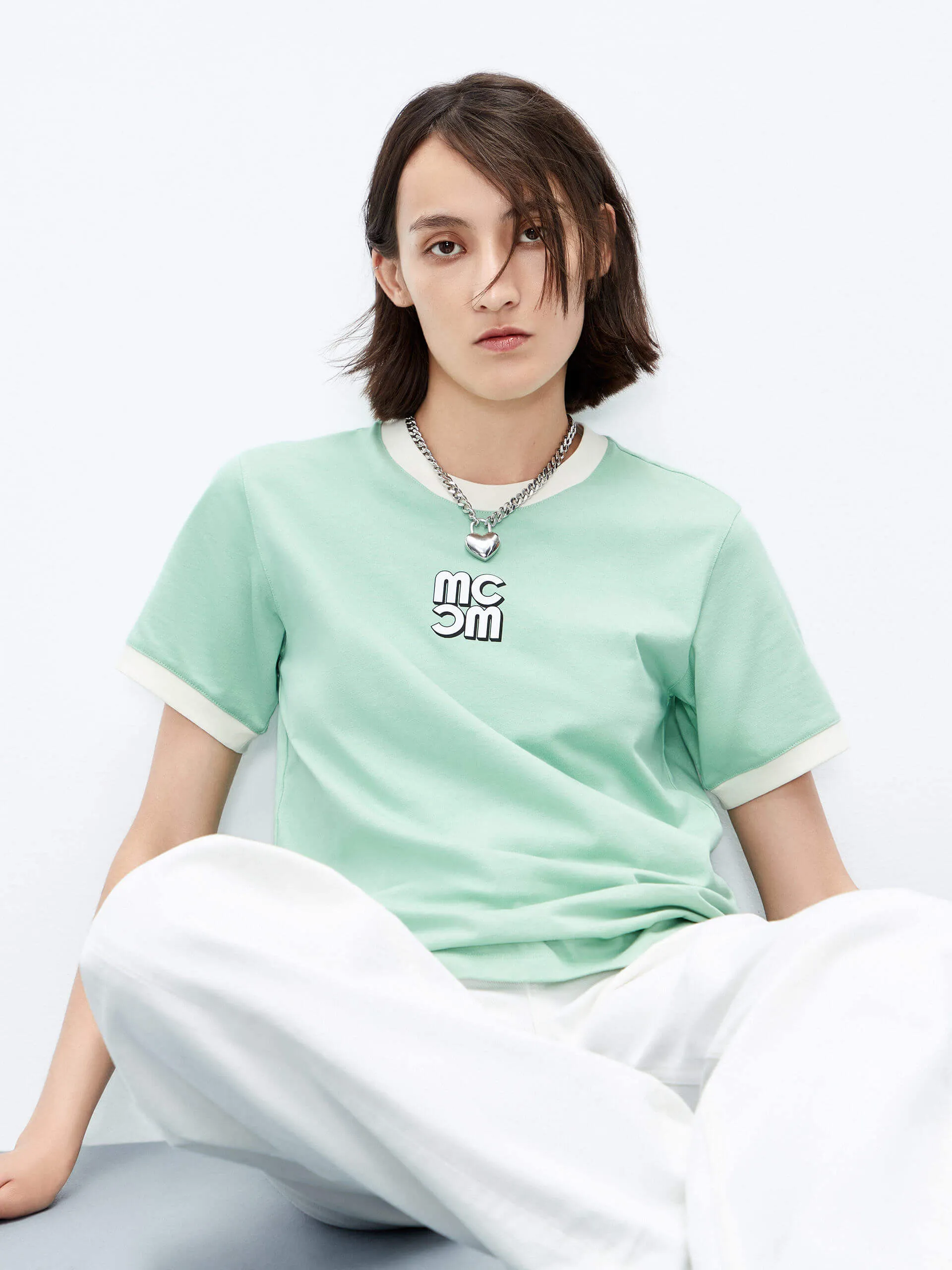 Contrasting Trim Cotton T-shirt Comfy Comfort Fashion Must-Have