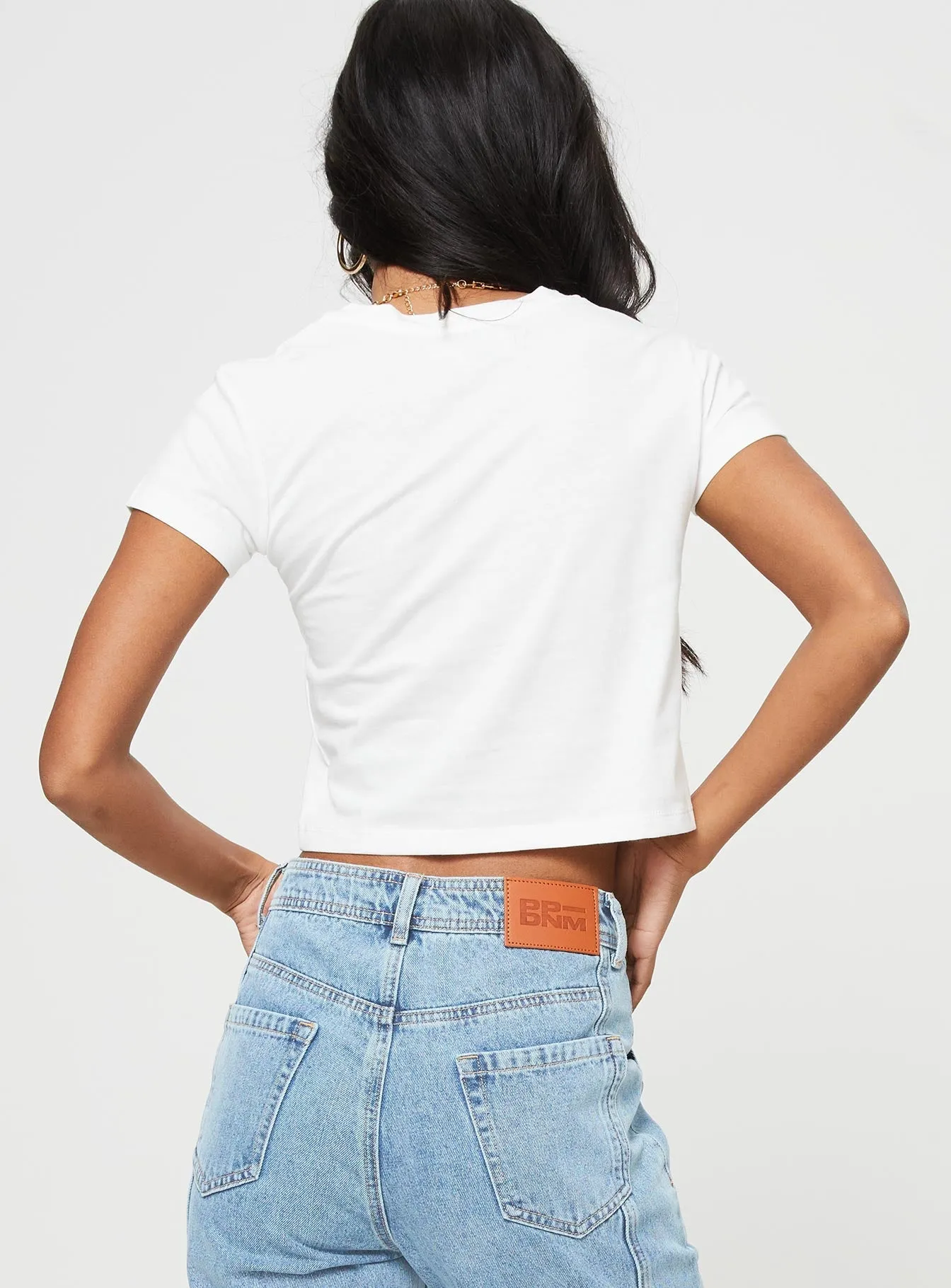 Last Palms Baby Tee White Drop Shoulder Design