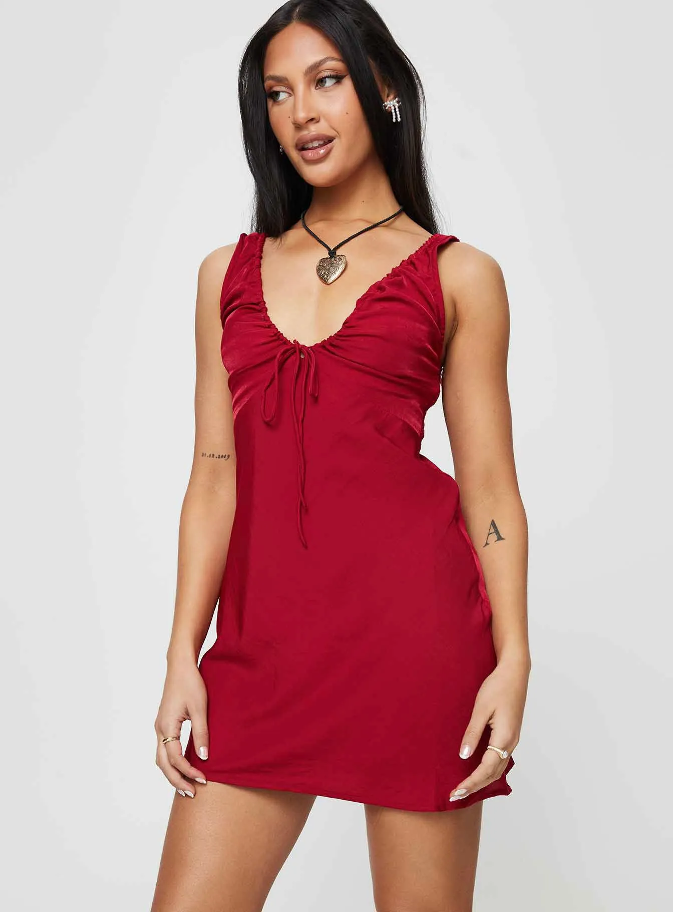 Bareena Mini Dress Burgundy Chic Design