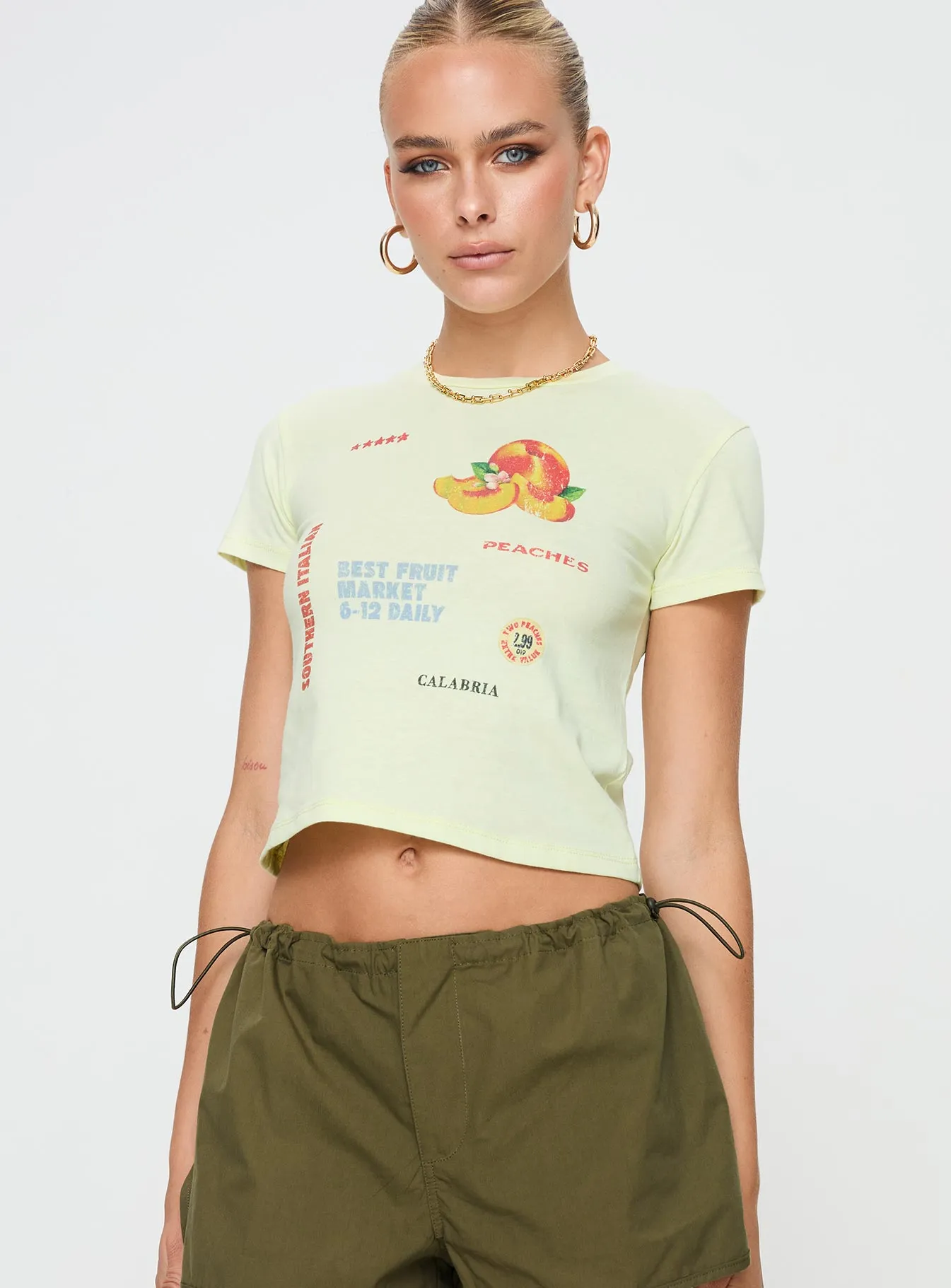Fruit Market Tee Yellow Cozy Look Wear Timeless Top