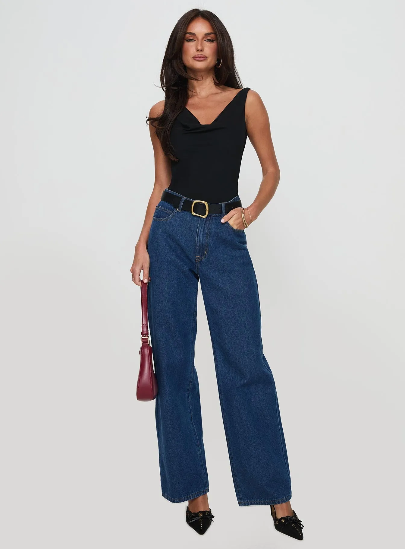 Axton Cowl Neck Bodysuit Black Yoga Worker