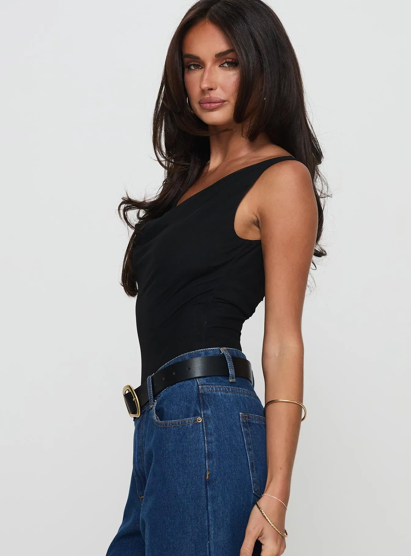 Axton Cowl Neck Bodysuit Black Home Girl