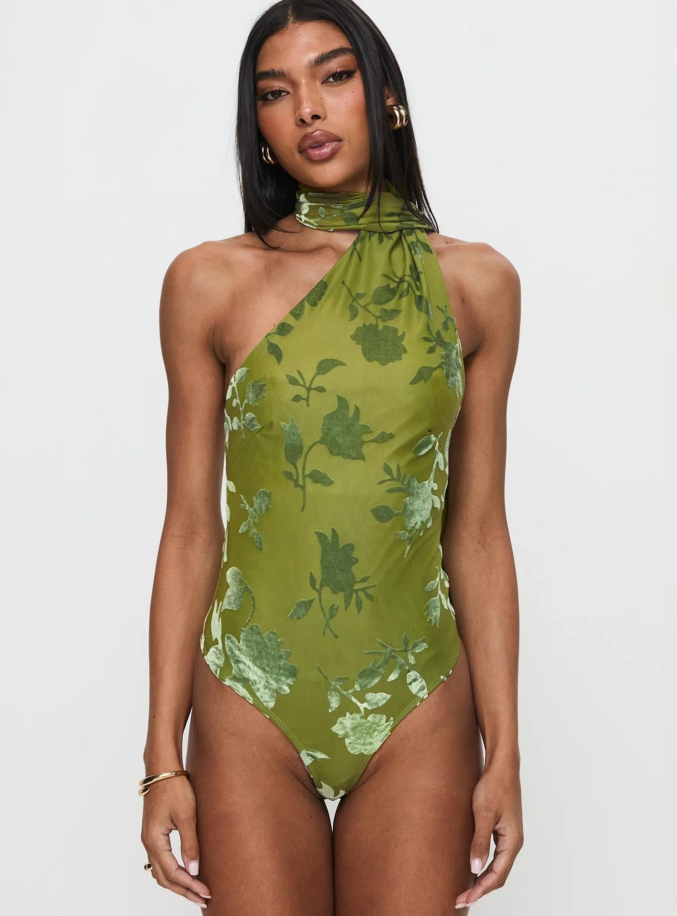 Frostbloom Scarf Neck Bodysuit Green Wedding Youth Soft Shopping