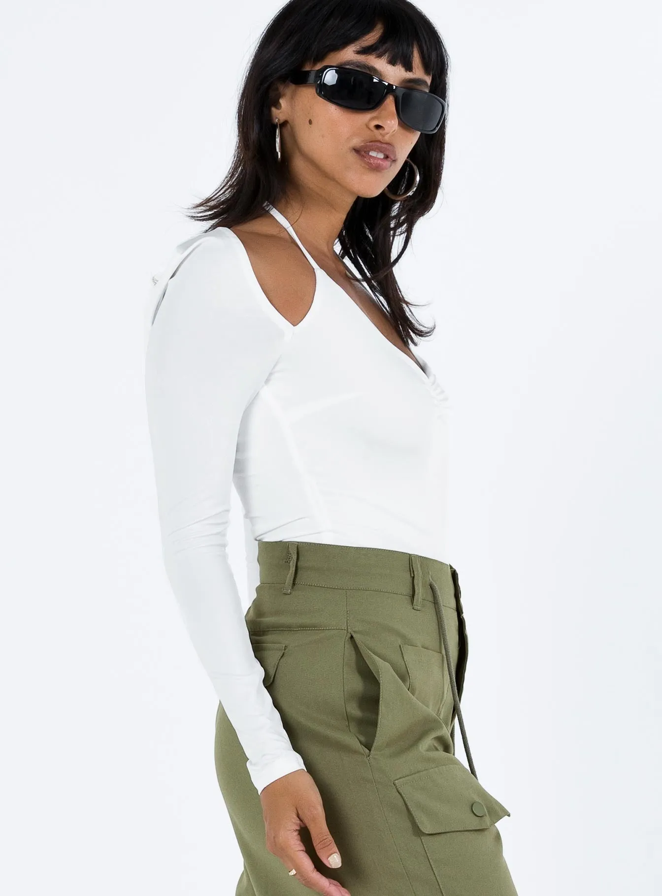 Shari Bolero Bodysuit White Classic Work Durable Festival