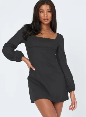 Floral Pattern Hastings Long Sleeve Mini Dress Black
