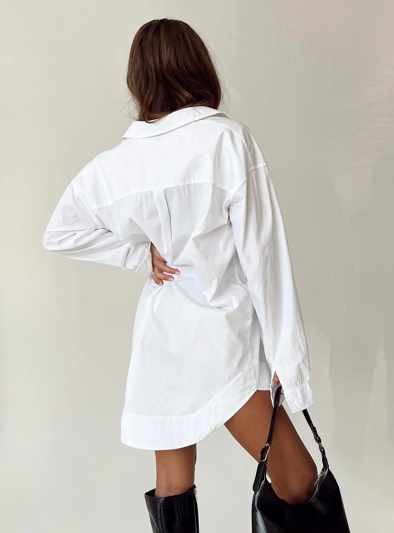 Koumi Mini Shirt Dress White Adjustable Ties