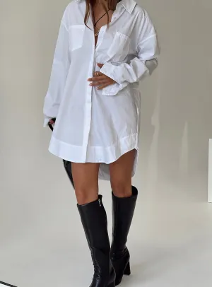 Casual day dress and Versatile evening mini dress. Koumi Mini Shirt Dress White