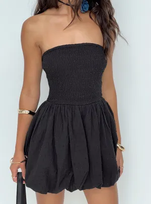 Serenele Strapless Bubble Hem Mini Dress Black Adjustable Hem