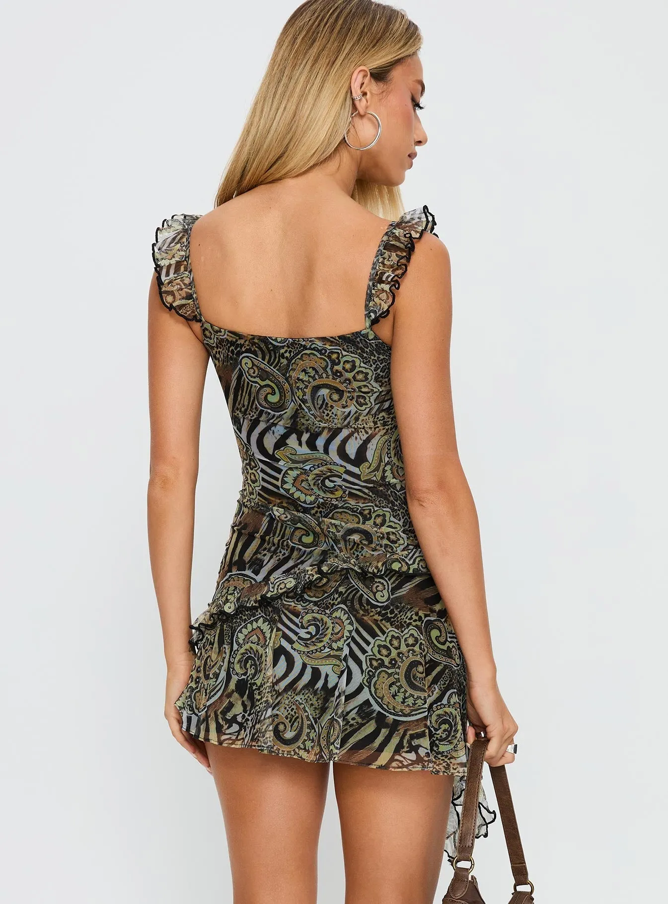 Chafe Guard Lightweight Material My Lifeline Frill Mini Dress Zebra