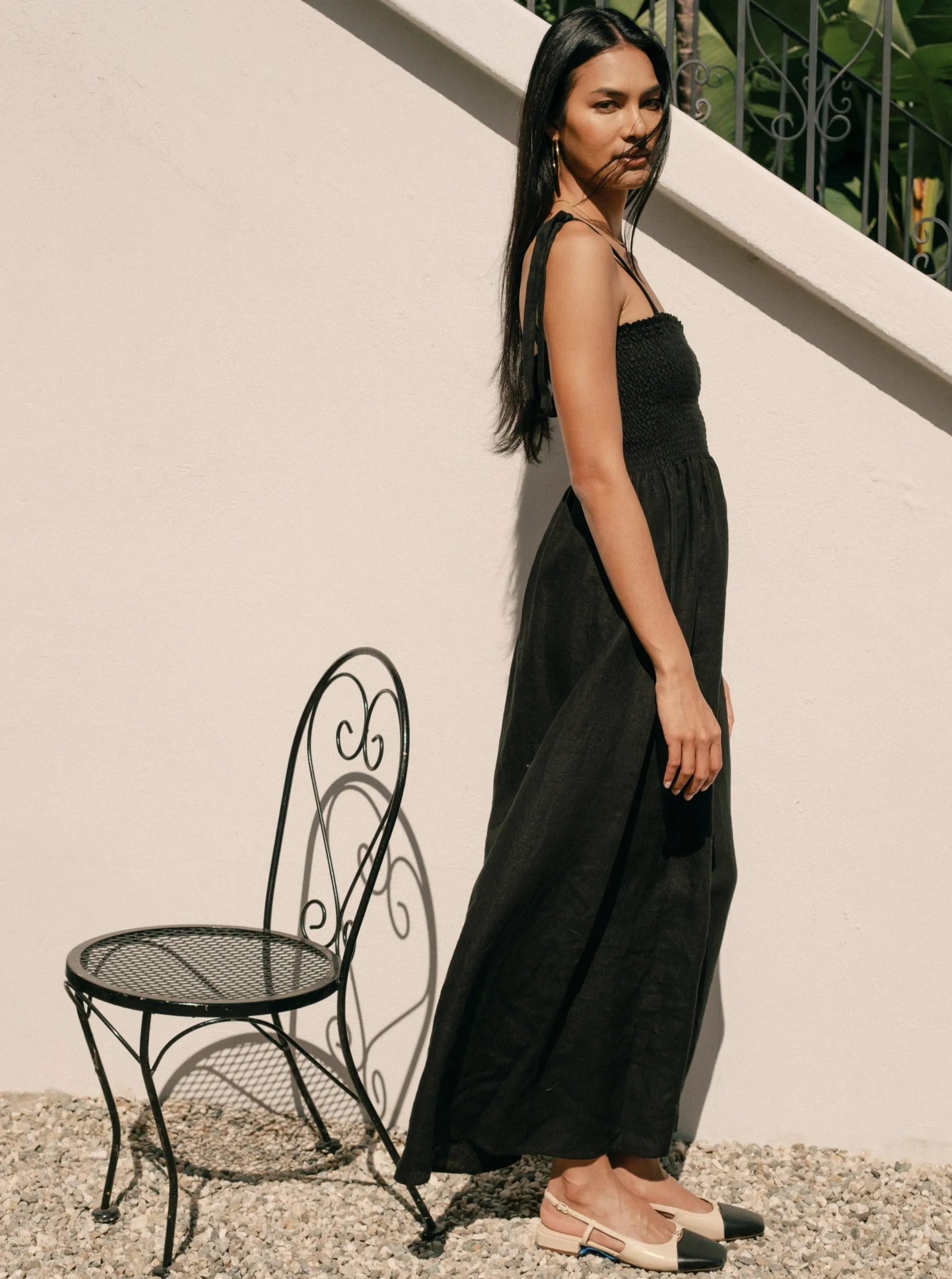 Durable Reinforced Edges Sophie Dress - Black Linen