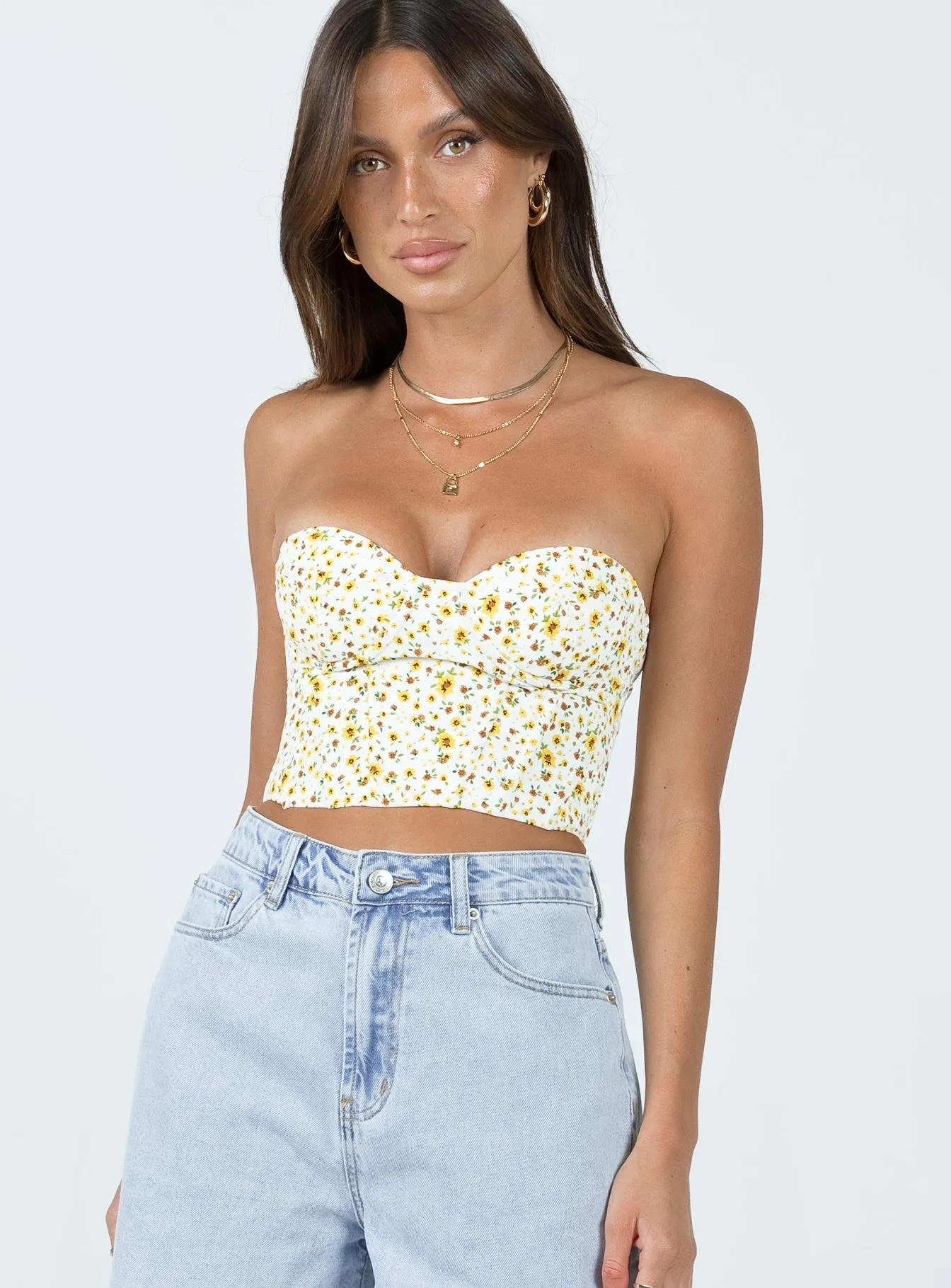 Endless Love Corset Top Floral Flexible Cuffs