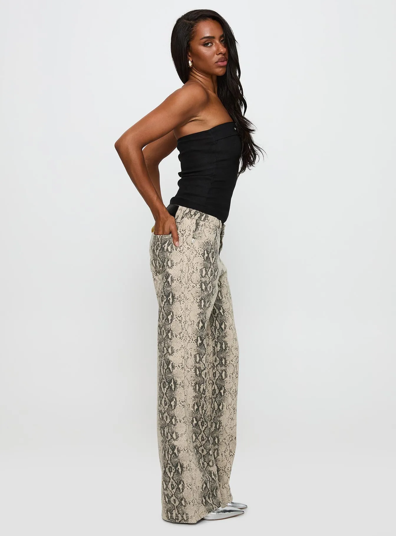 Serpentina Low Rise Straight Leg Jeans Snake Sunny Vibes Casual