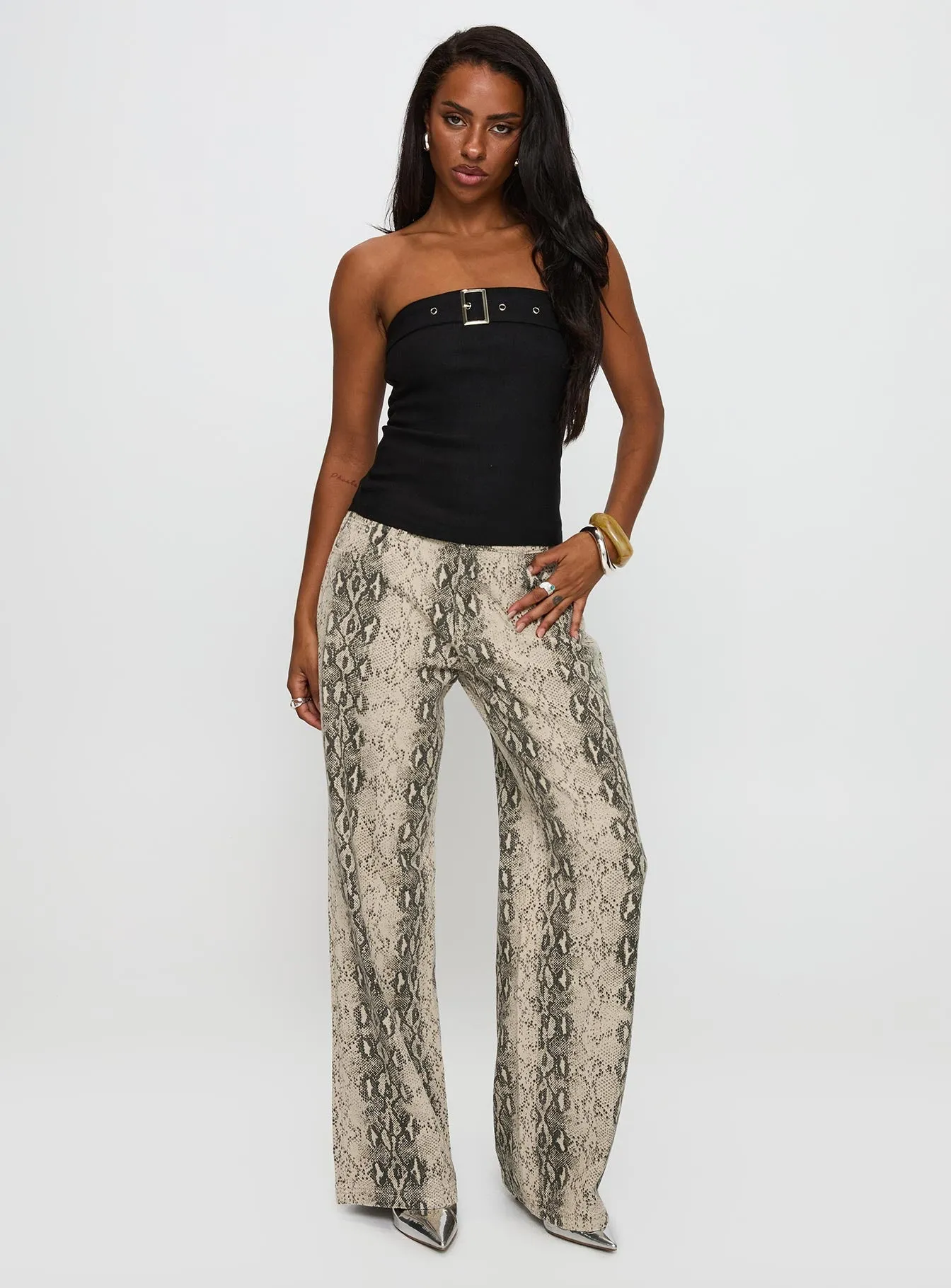 Serpentina Low Rise Straight Leg Jeans Snake Couple Look Modern Sleek Shape