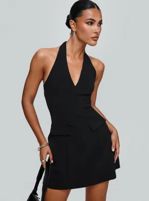 Emanuela Halter Mini Dress Black Head Turn