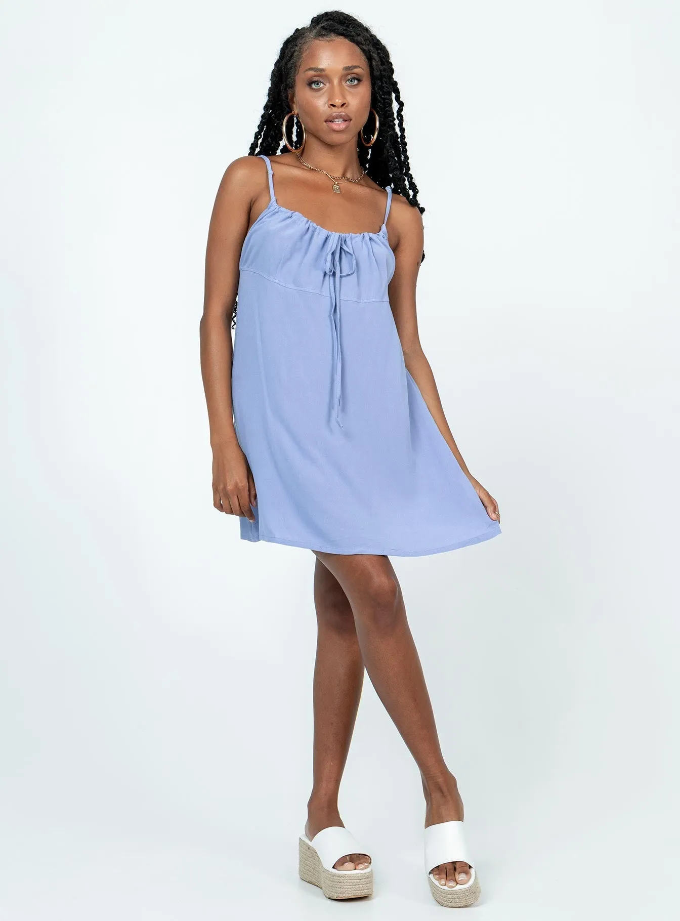 Shiny Tone Full Circle Skirt Pattern Fayette Mini Dress Blue