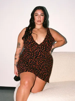 Nellie Mini Dress Black / Red Floral Curve Beat Light