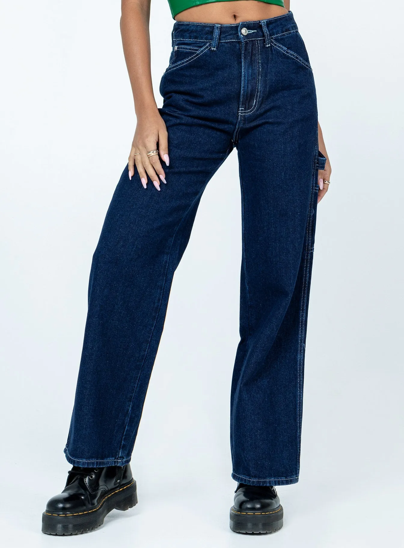 Ysabel Dark Wash Cargo Jeans Denim Street Appeal
