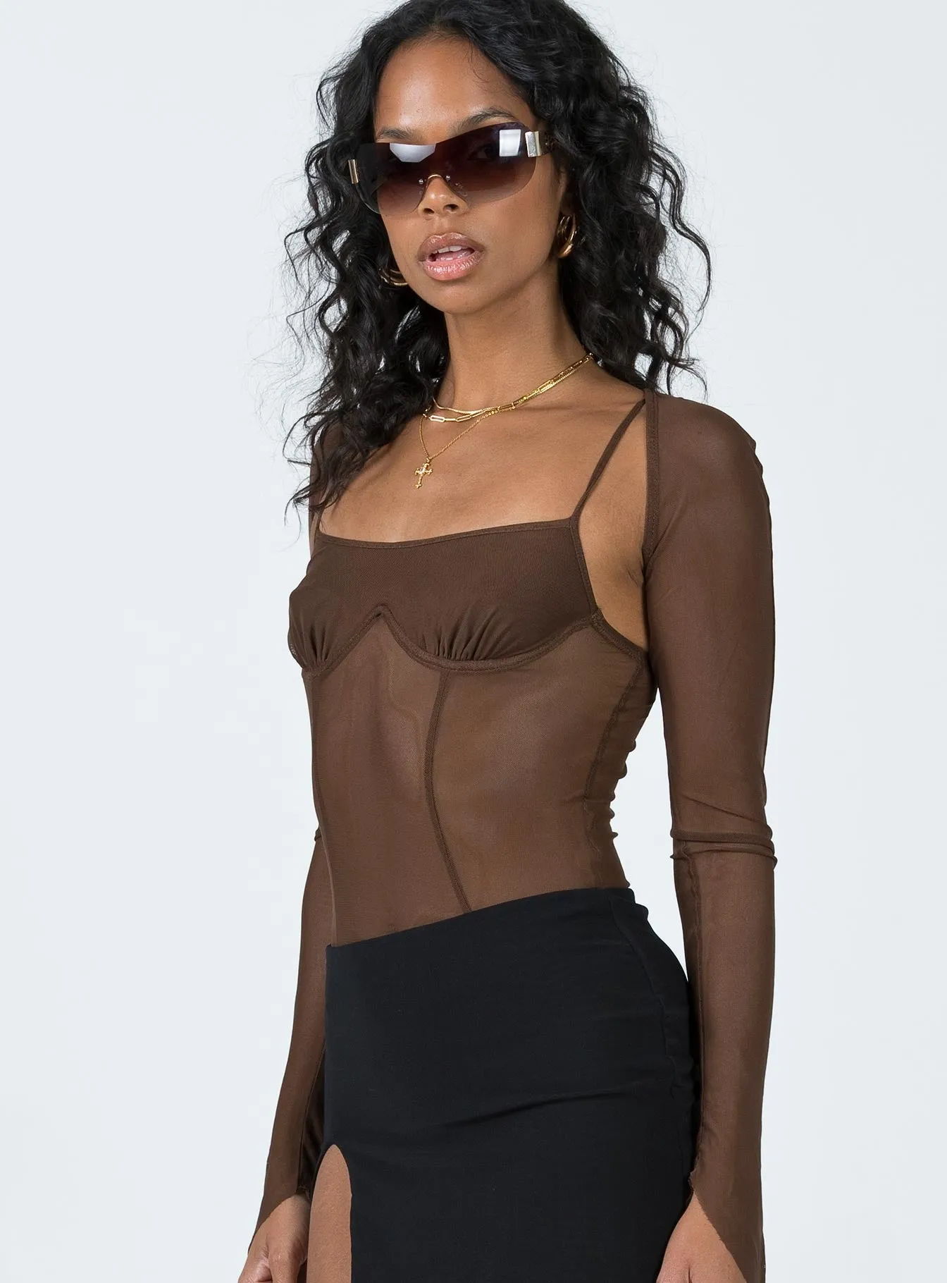 Sharp Youth Buena Bolero Bodysuit Chocolate