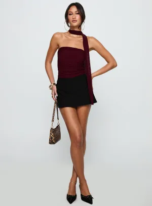 Sorelle Scarf Bodysuit Burgundy Stretch Durable