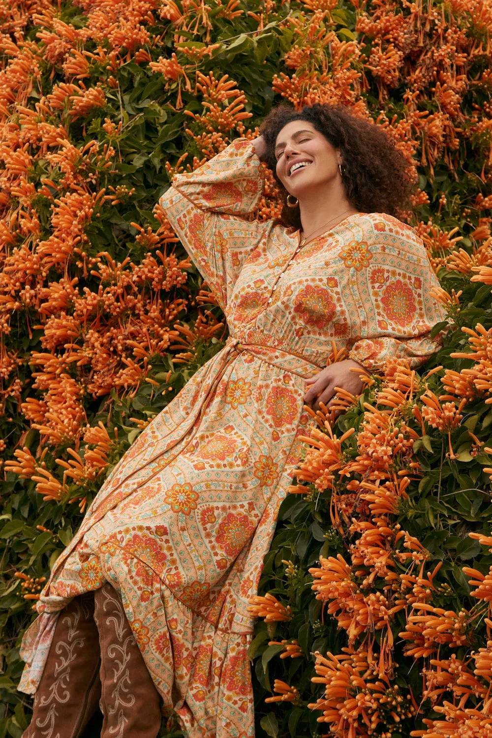 Day-to-night midi gown Cherry Blossom Dress in Aquarius