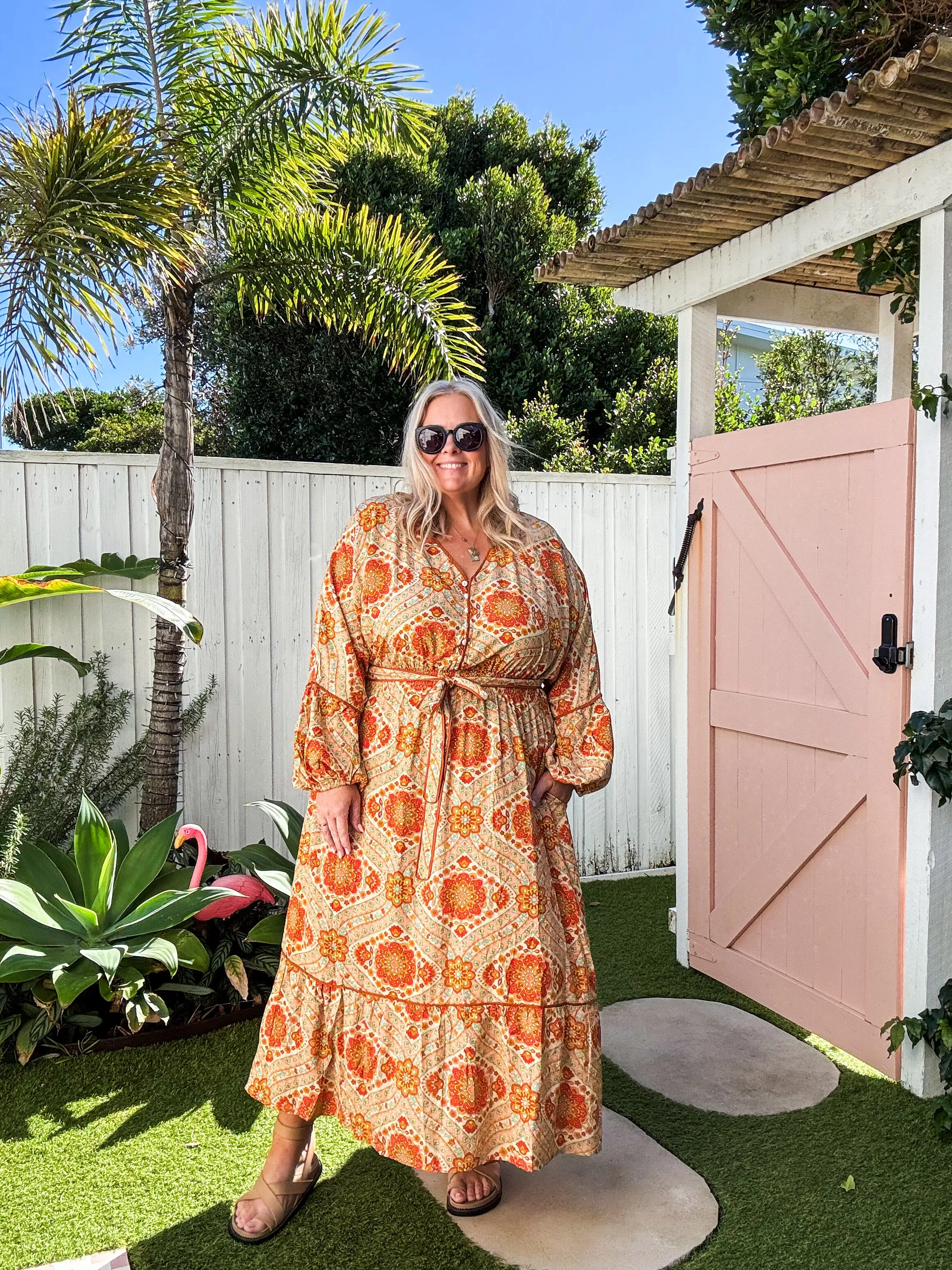 Breezy and lightweight midi Cherry Blossom Dress in Aquarius