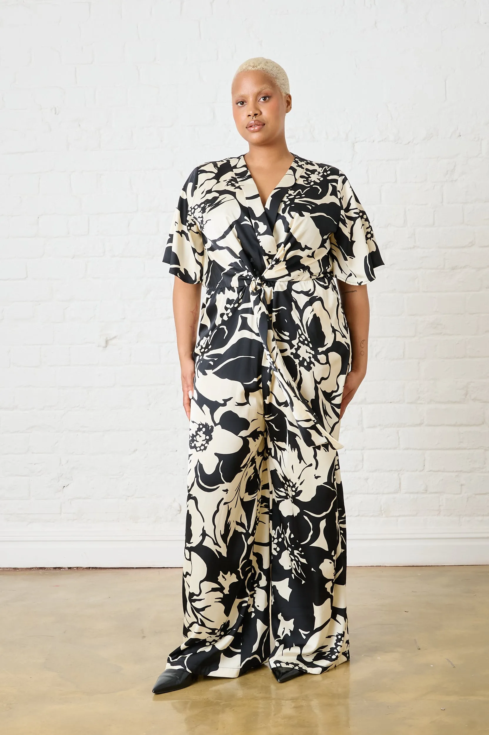 Compression Fit Monochrome Bloom Jumpsuit