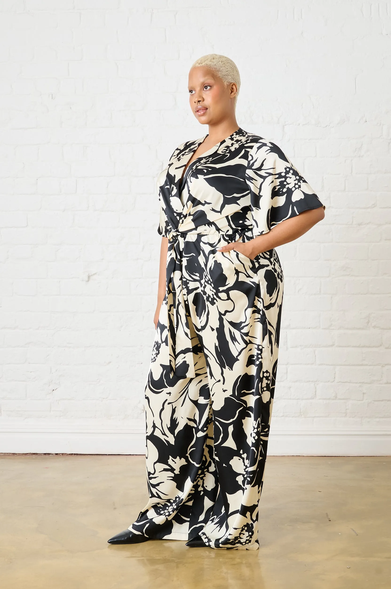 Monochrome Bloom Jumpsuit AbrasionResistantFabric Tech Edge