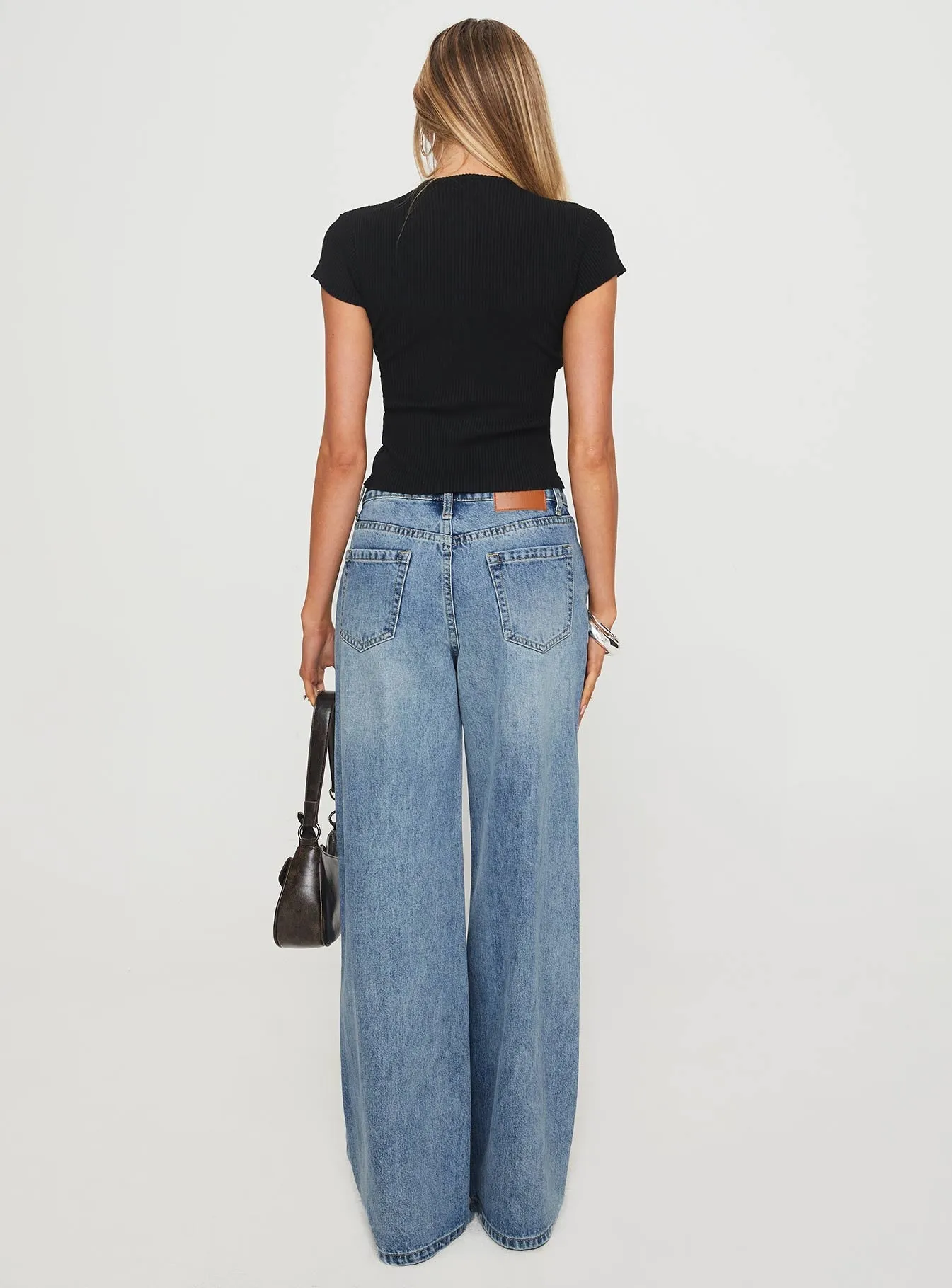 Neutral Casual Streetwear Fan Travel Ready Mellowed Out Low Rise Straight Leg Jeans Mid Blue