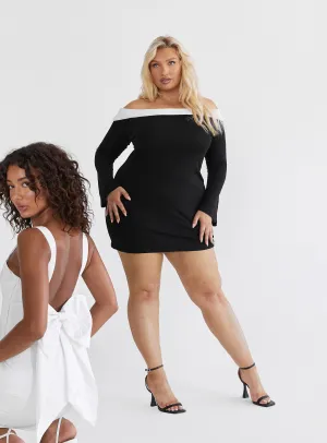 Anya Mini Dress Black / White Curve Effortless evening attire Party Vibe