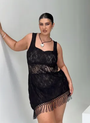 Glam Power Dakarie Lace Mini Dress Black Curve