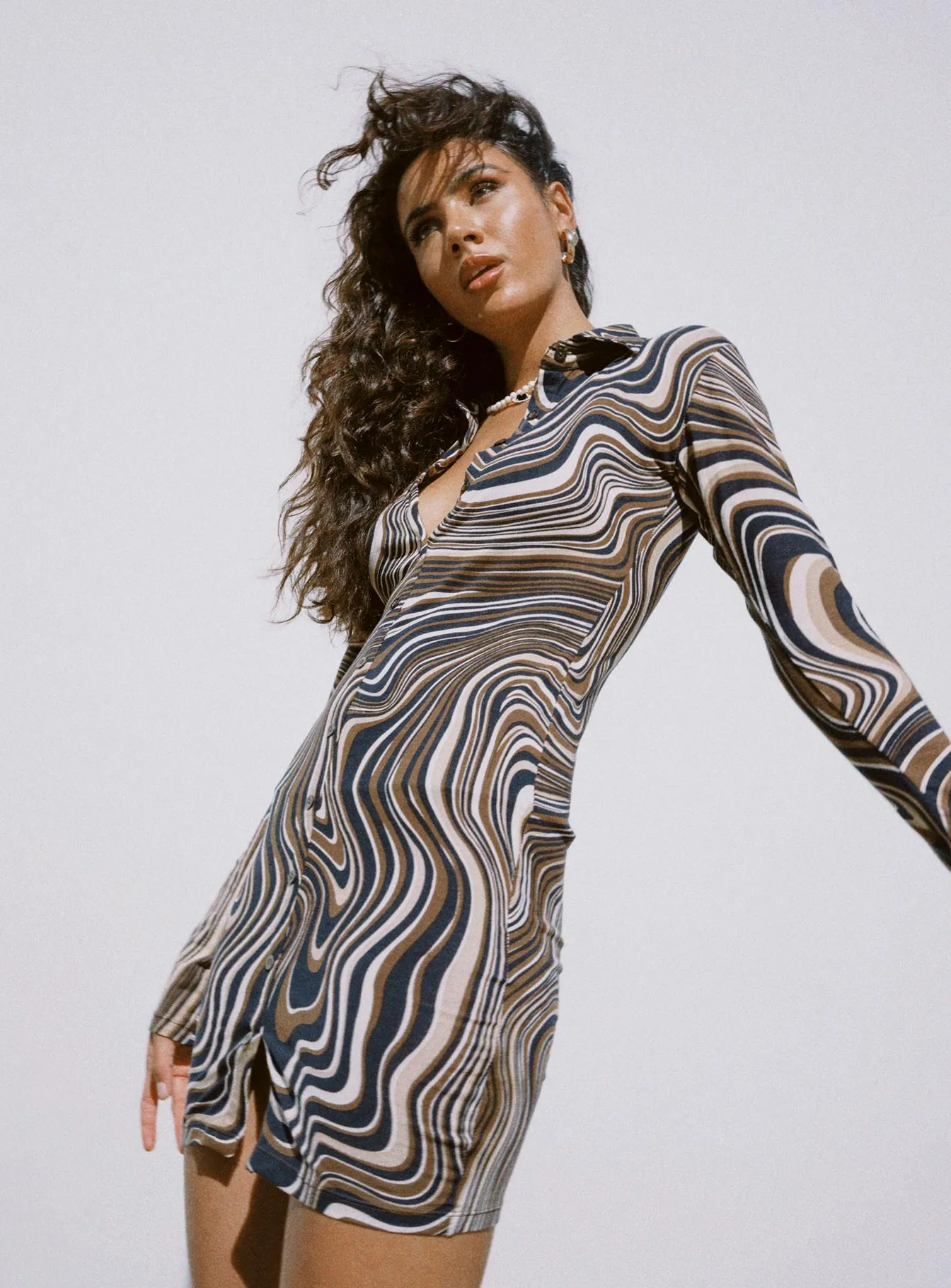 Motel Avaya Dress 70's Ripple Relaxed Silhouette