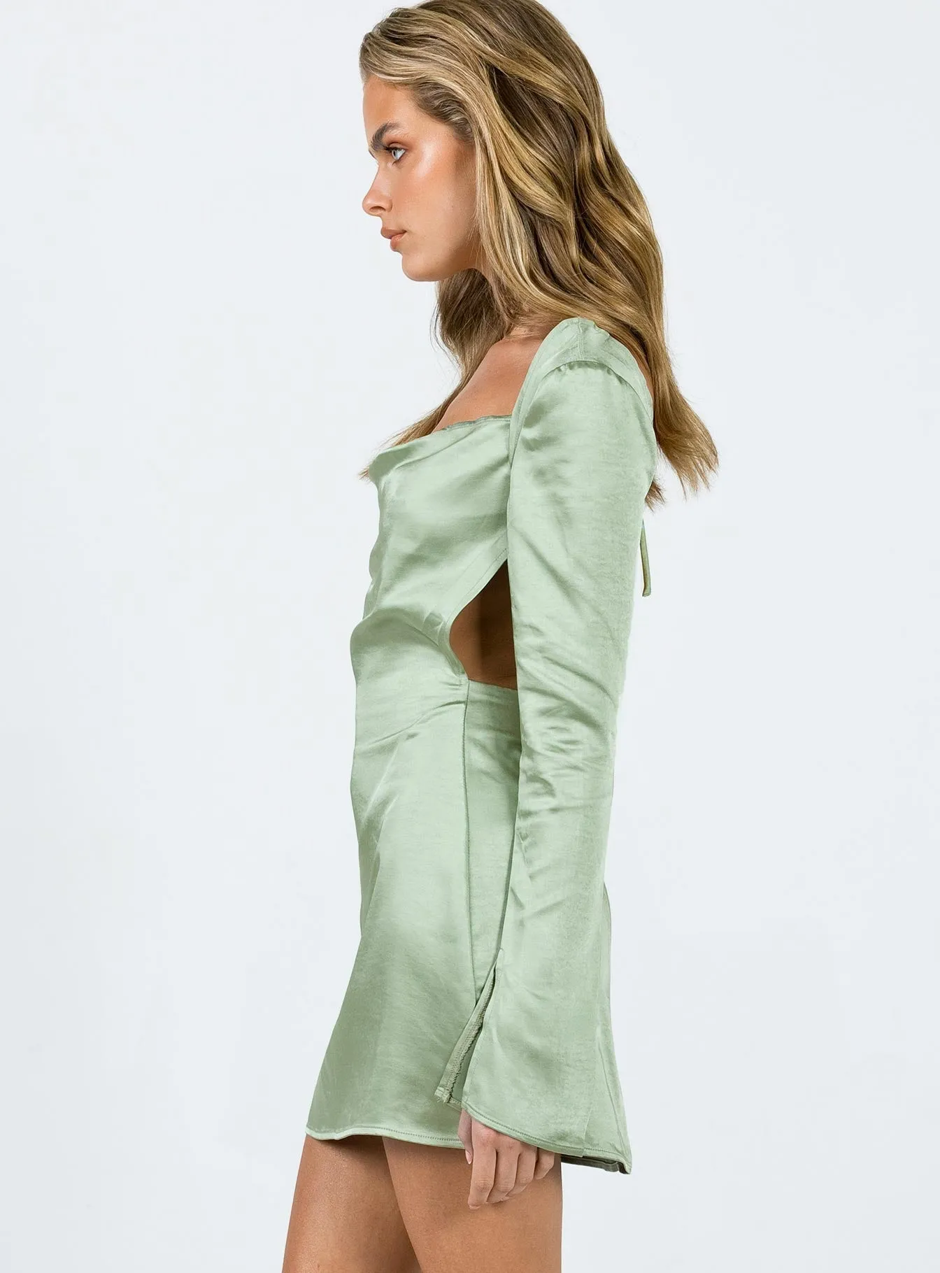 Playful Chic Soft fabric mini Maia Long Sleeve Mini Dress Green