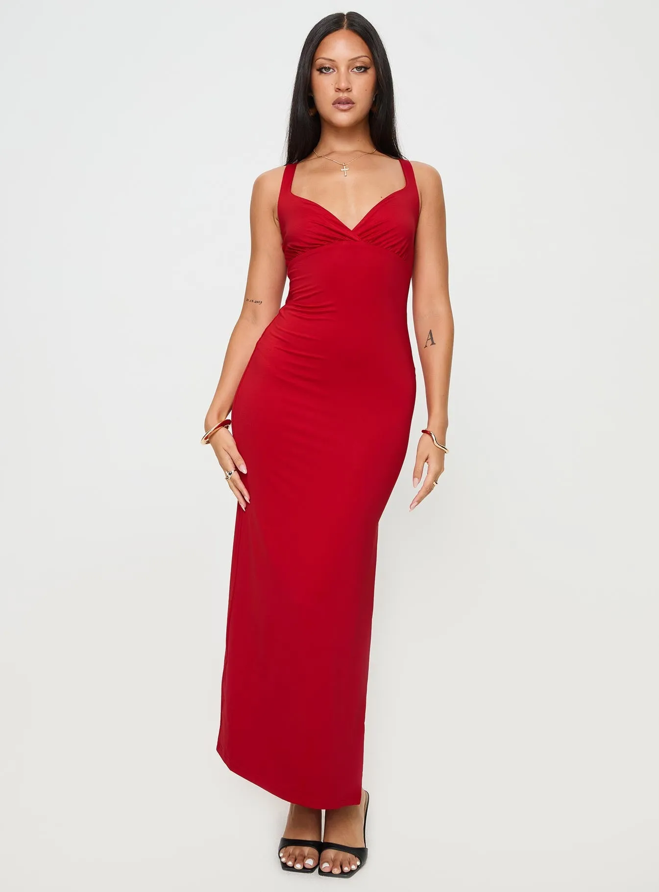 Wandella Maxi Dress Red The flowing design of this dress provides plenty of movement while keeping you looking polished Easy Step