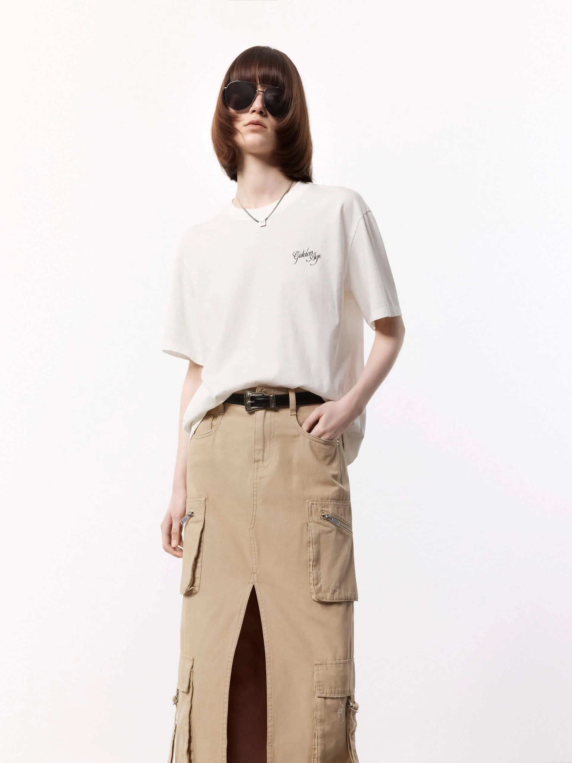 Back Printed Cotton T-shirt Wrinkle Resistant Finish Everyday Outfit