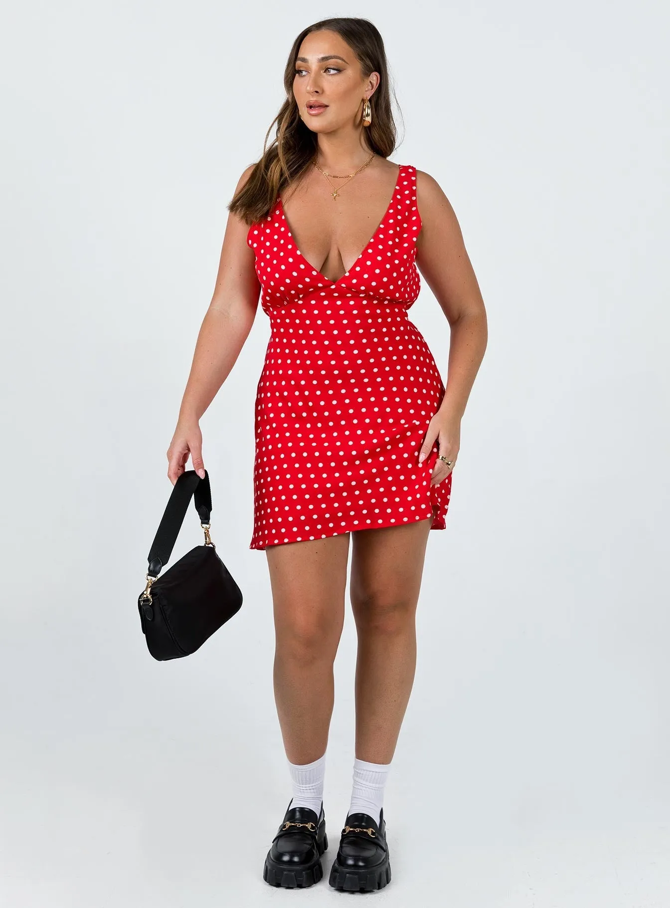 Elegant formal mini gown City Look Nellie Mini Dress Red Polka Dot