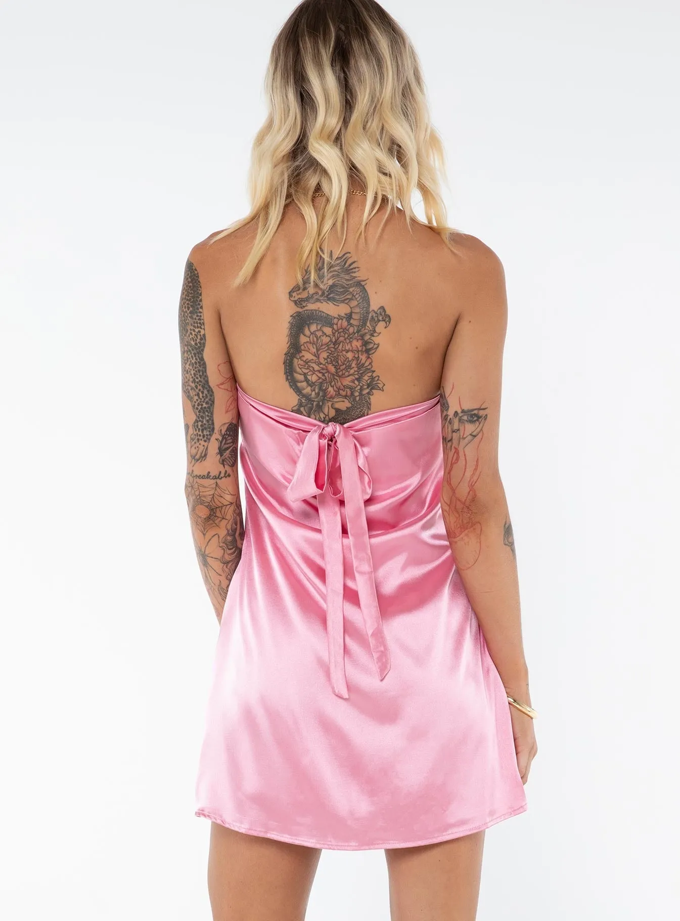 Close Wrap Fashionable date night outfit Shaya Strapless Mini Dress Pink Tall