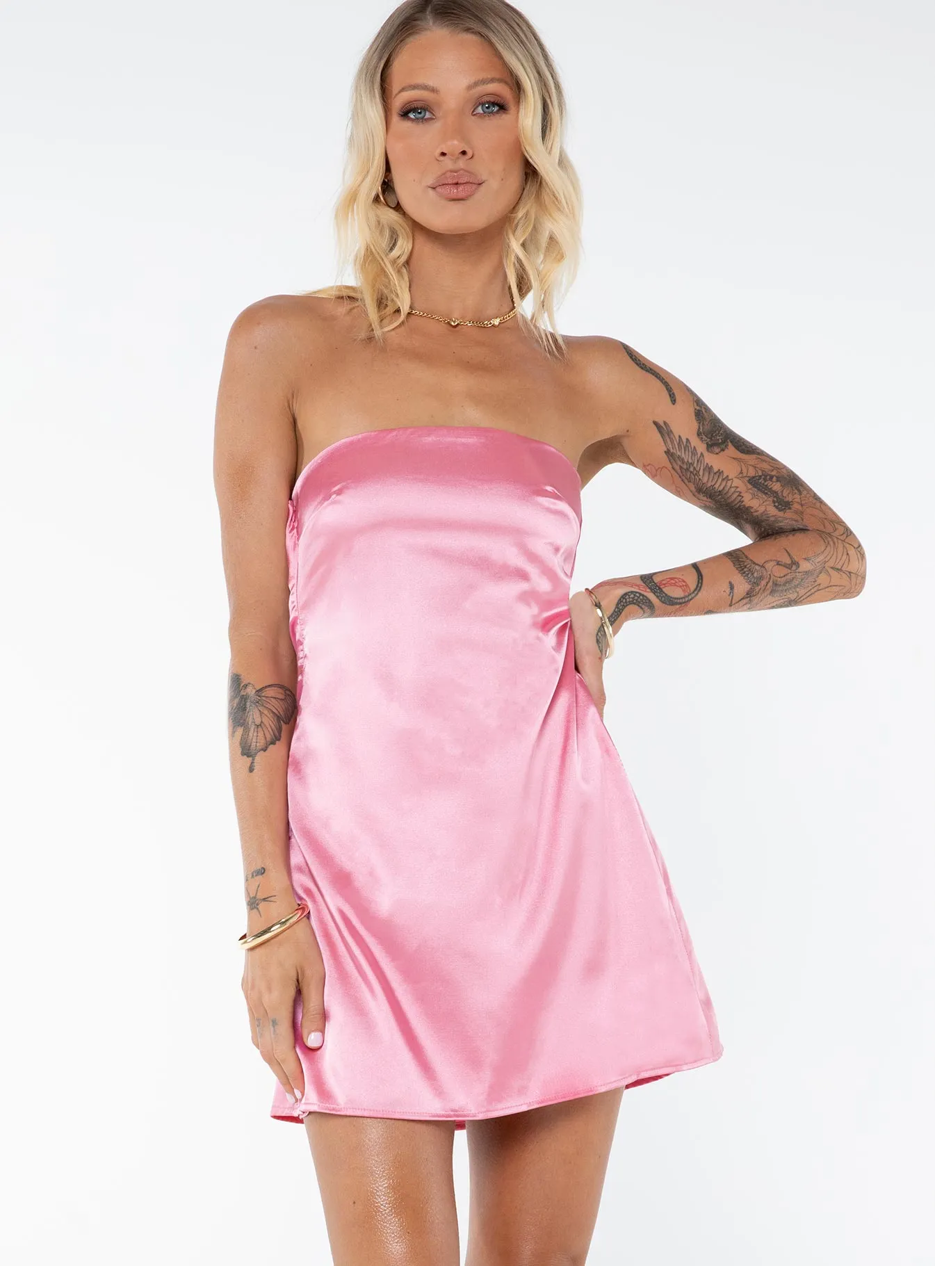 Trend Star Shaya Strapless Mini Dress Pink Tall