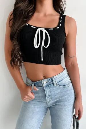 Convincing Manner Contrast Stitch Crop Tank (Black/White) long - distance transportation